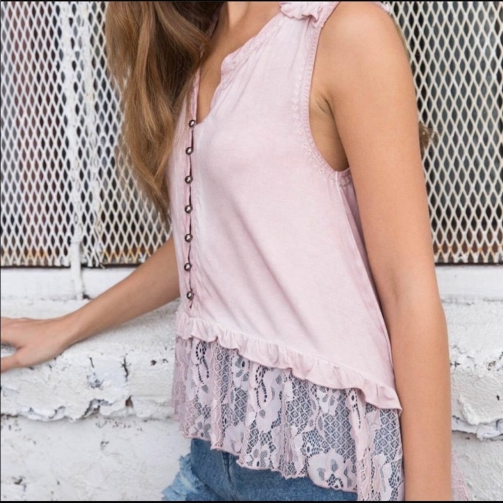 POL Lace Button Top - Picture 2 of 5
